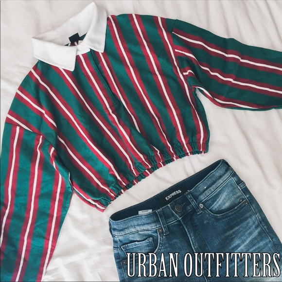 Urban Outfitters Tops - UO vertical striped cropped rugby shirt top